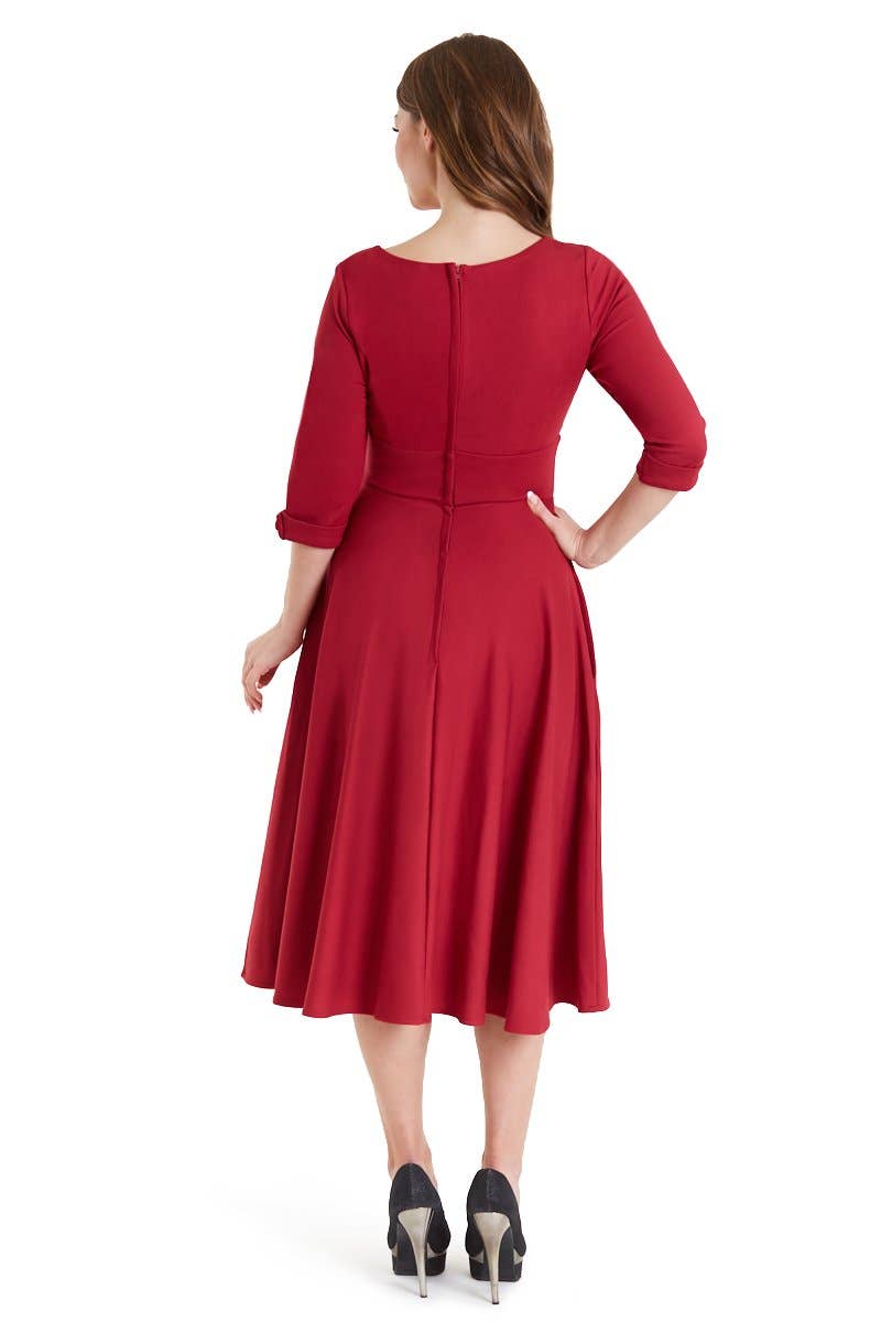 Scarlette Long Sleeved Burgundy Midi Dress