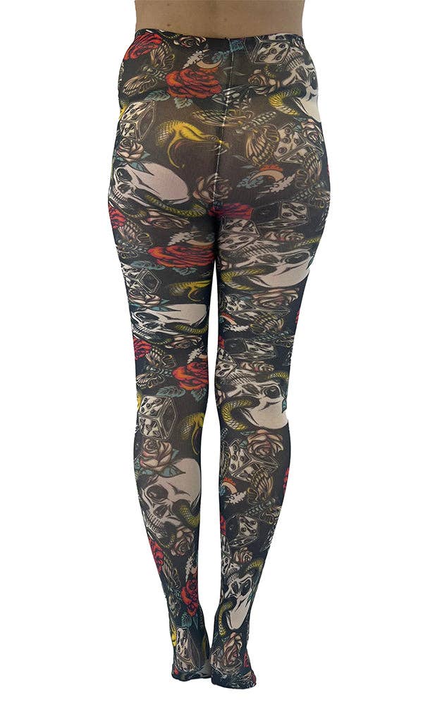 Skull and Snake Printed Tights