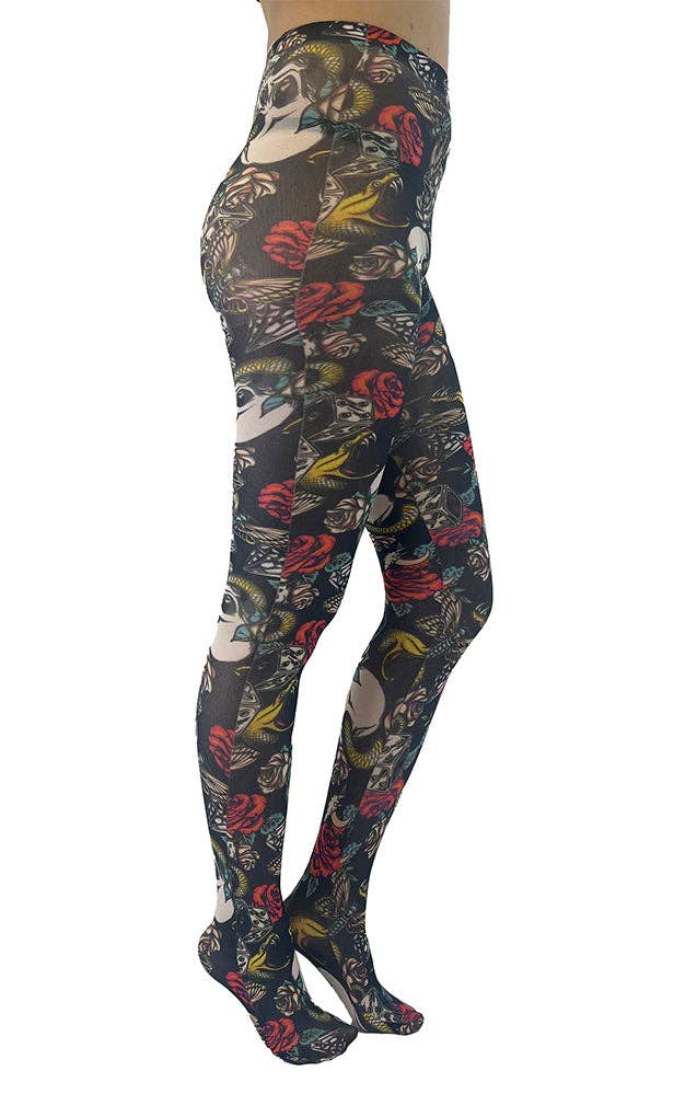 Skull and Snake Printed Tights