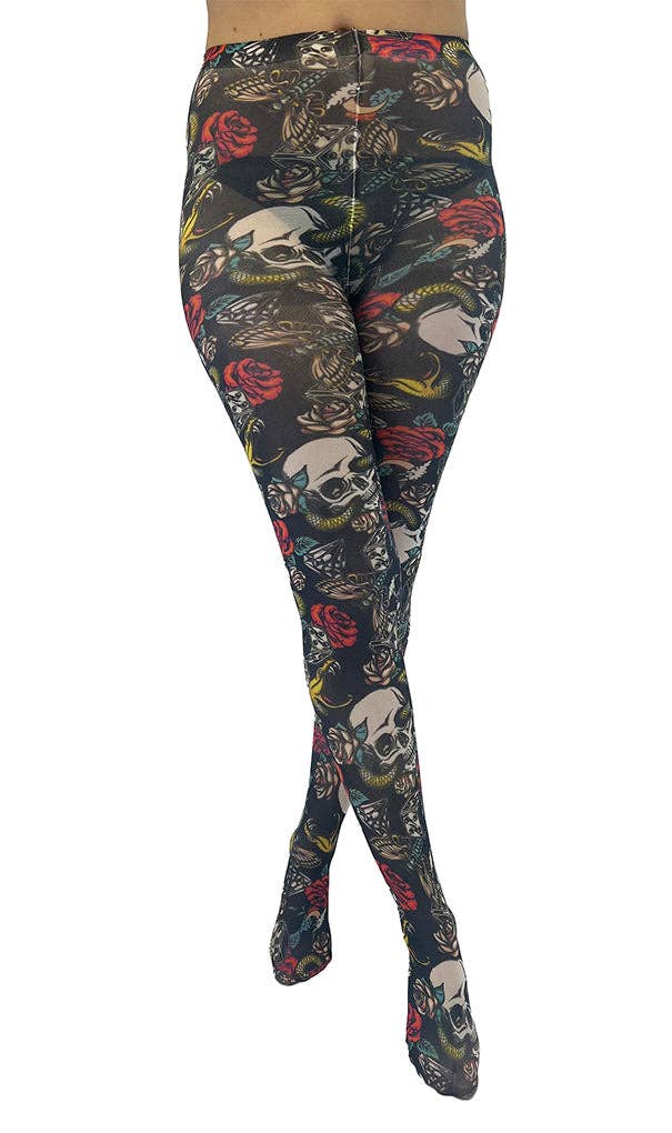 Skull and Snake Printed Tights