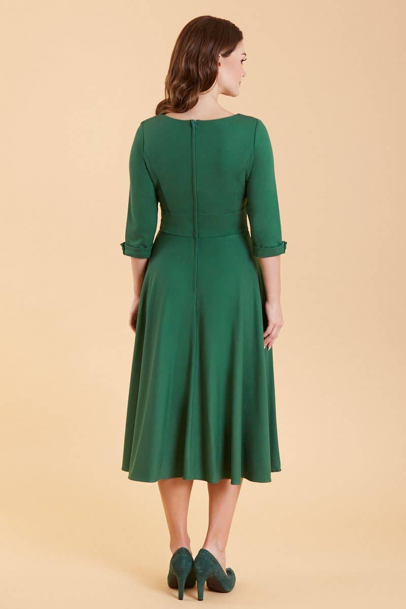 Scarlette Long Sleeved Dark Green Midi Dress