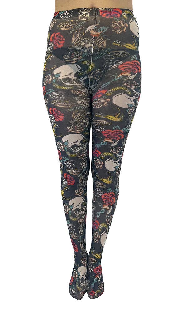 Skull and Snake Printed Tights