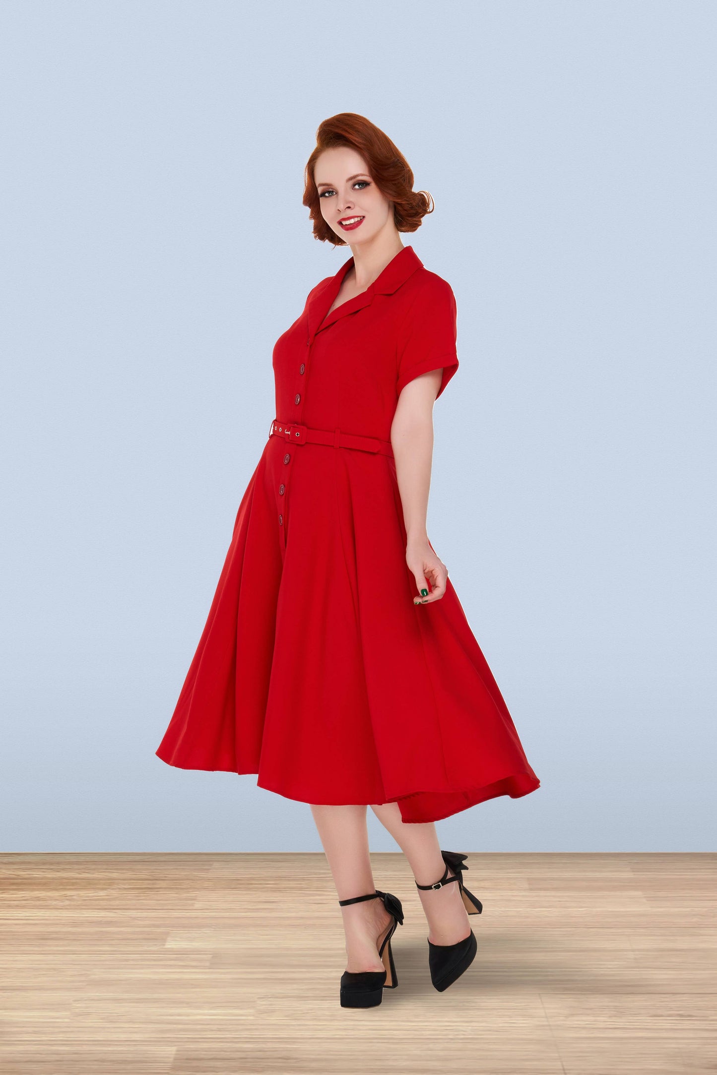 Christine Flared Dress Light Red