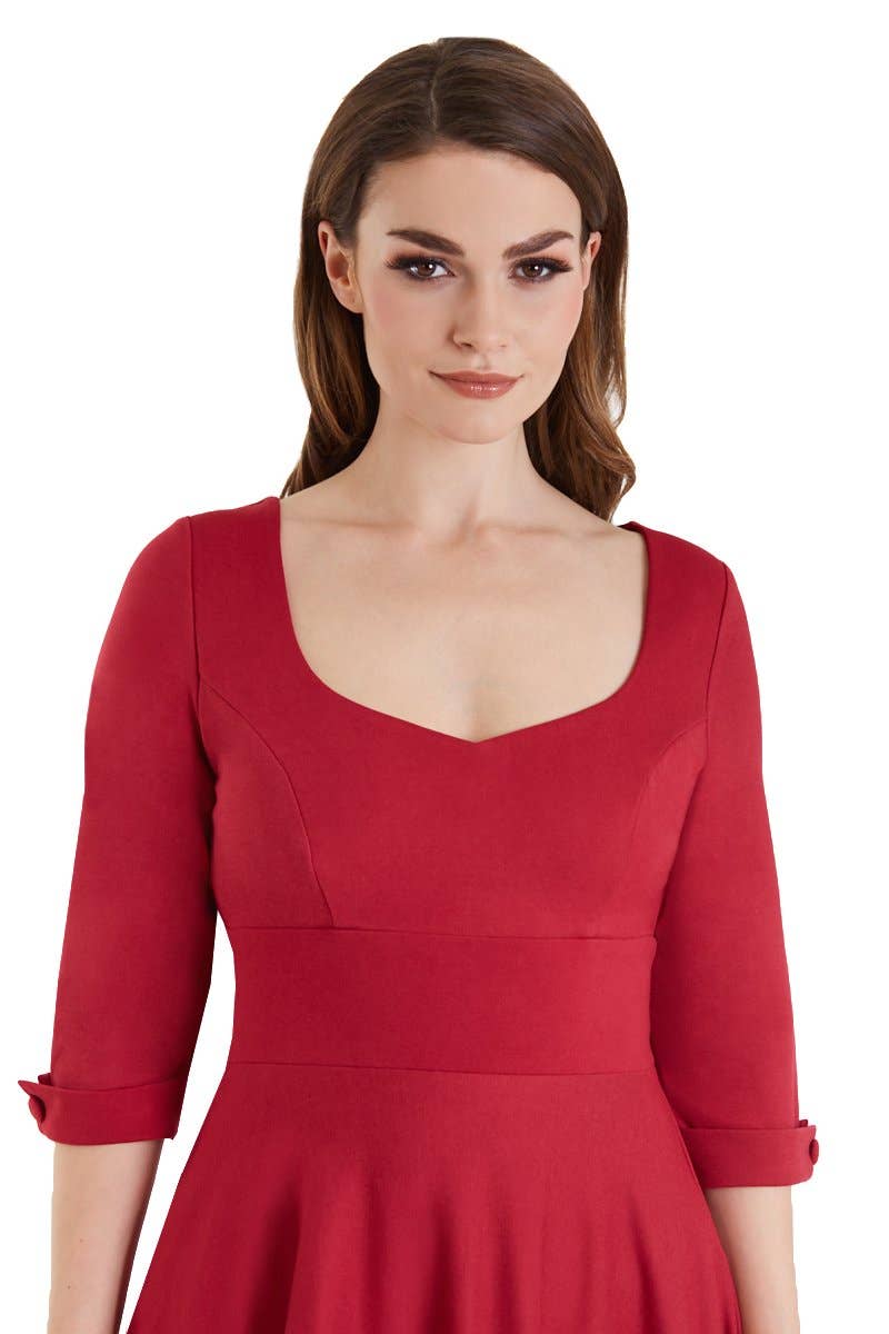 Scarlette Long Sleeved Burgundy Midi Dress