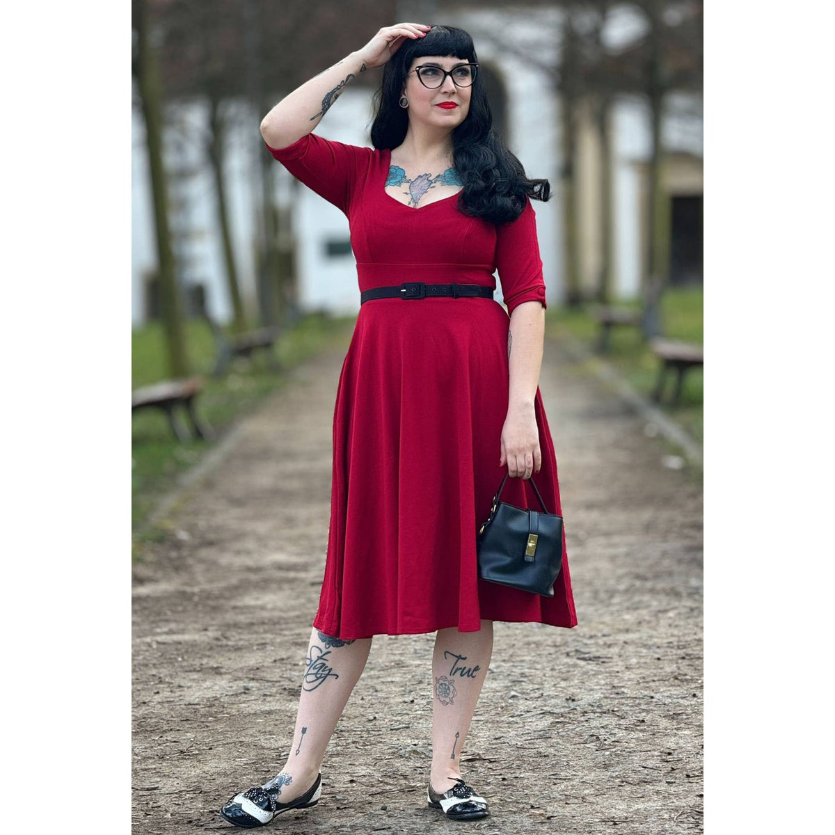 Scarlette Long Sleeved Burgundy Midi Dress