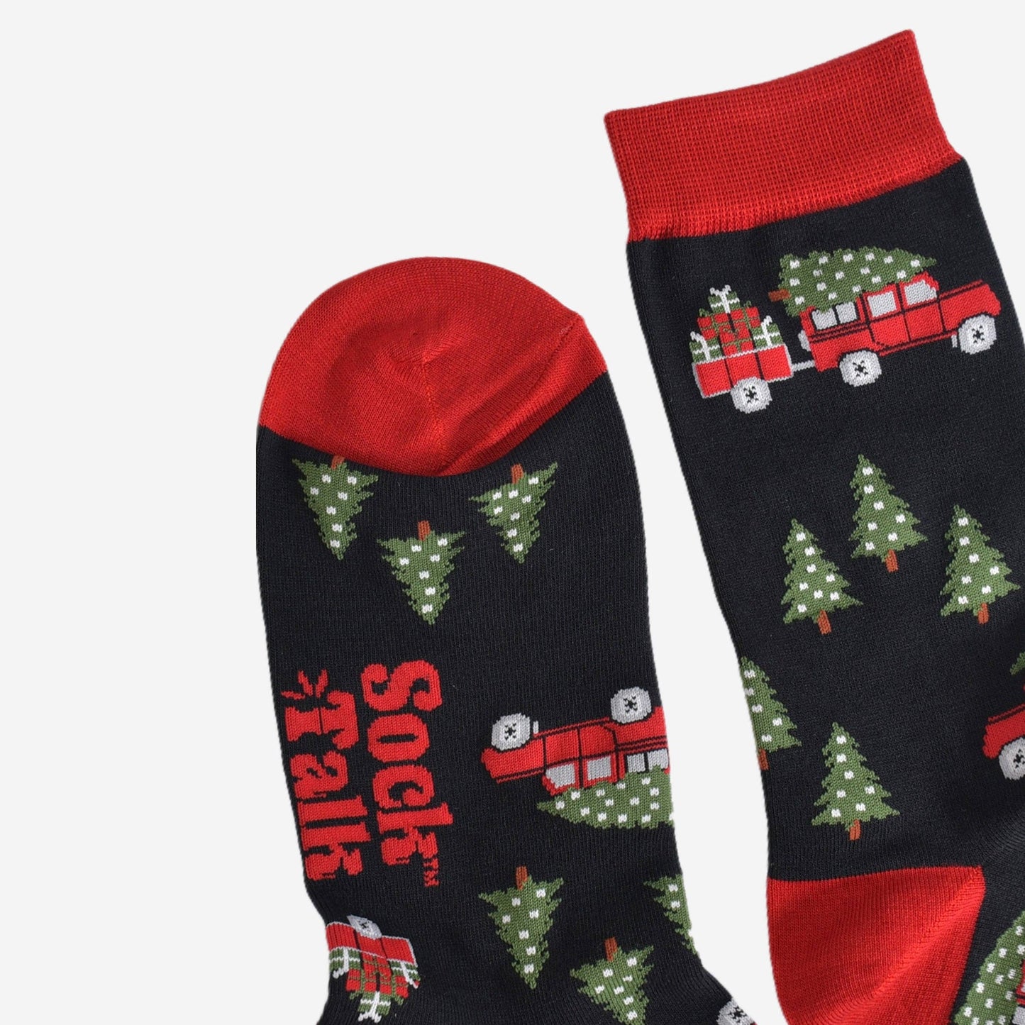 Men's Bamboo Socks - Black/Red, Christmas Tree Off Roader