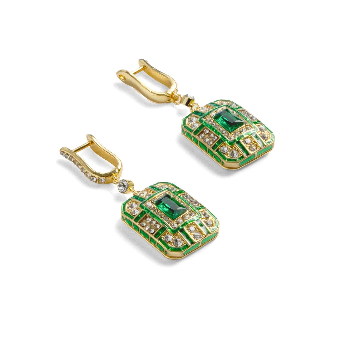 Emerald Art Deco Drop Earrings