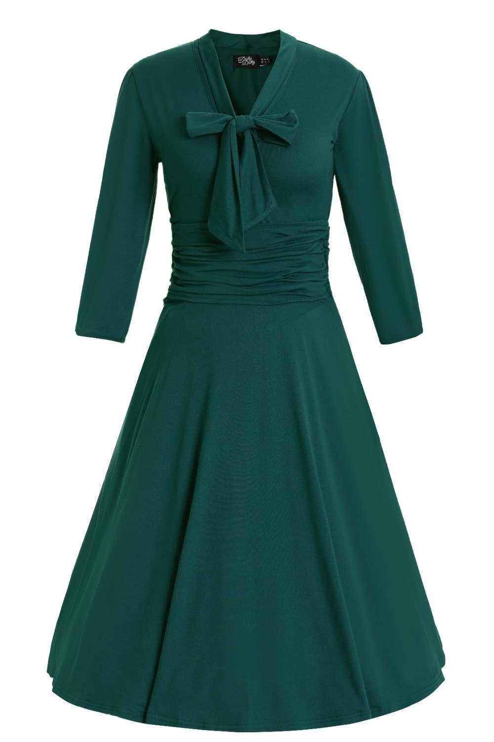Sandra Bow Tie Casual Dress In Emerald Green