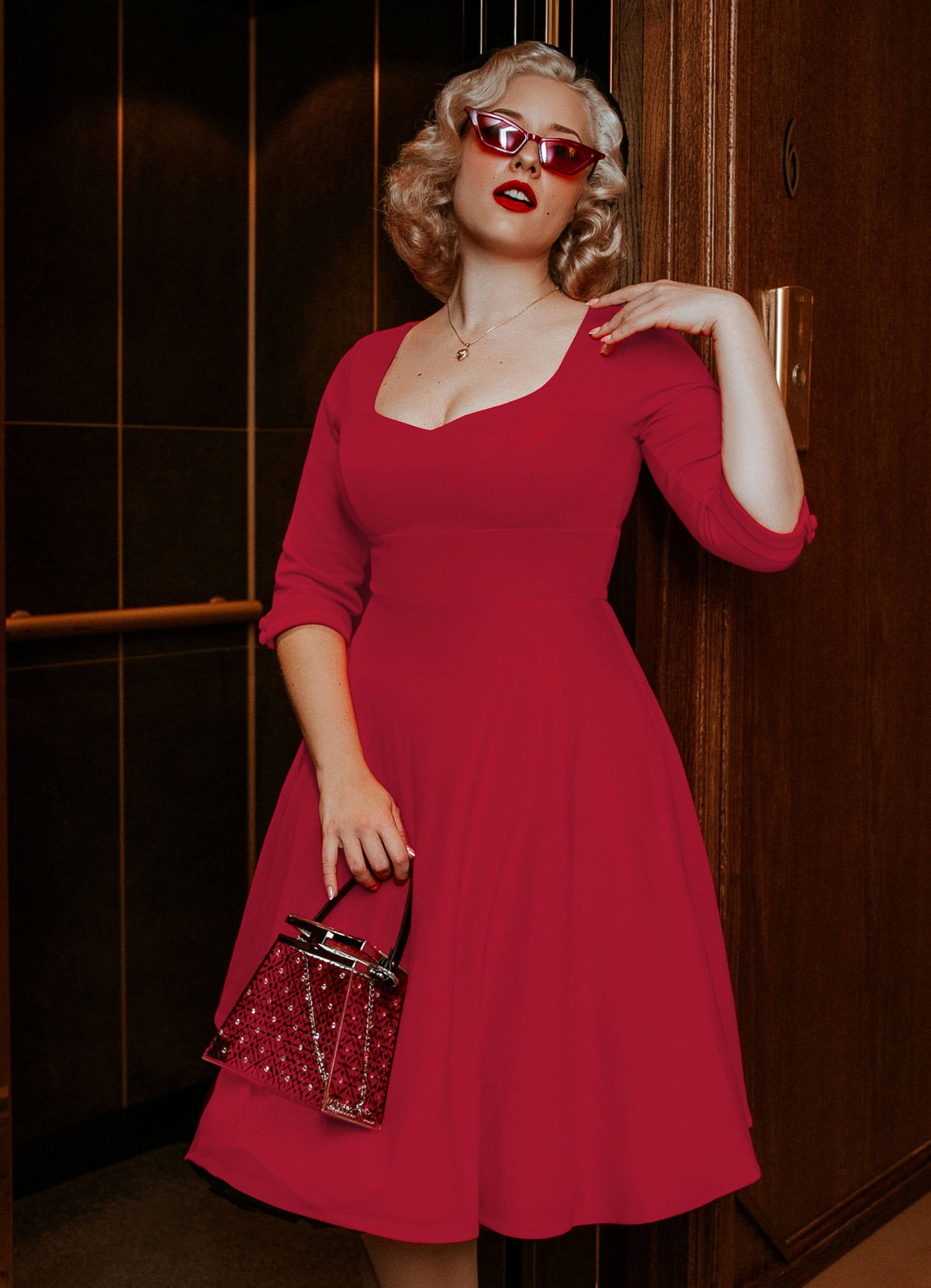 Scarlette Long Sleeved Burgundy Midi Dress