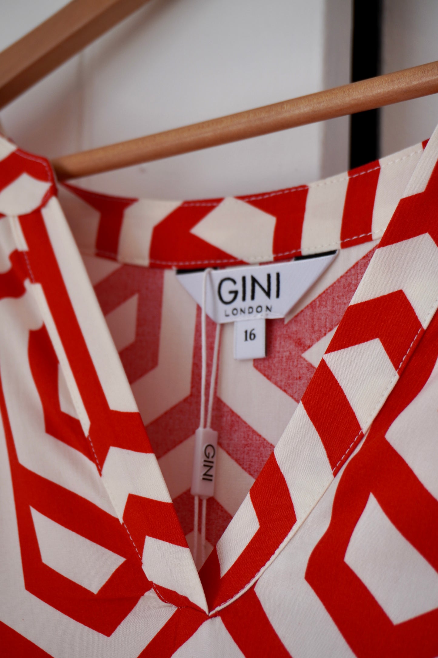 Gini London Red Geometric Print Midi Dress