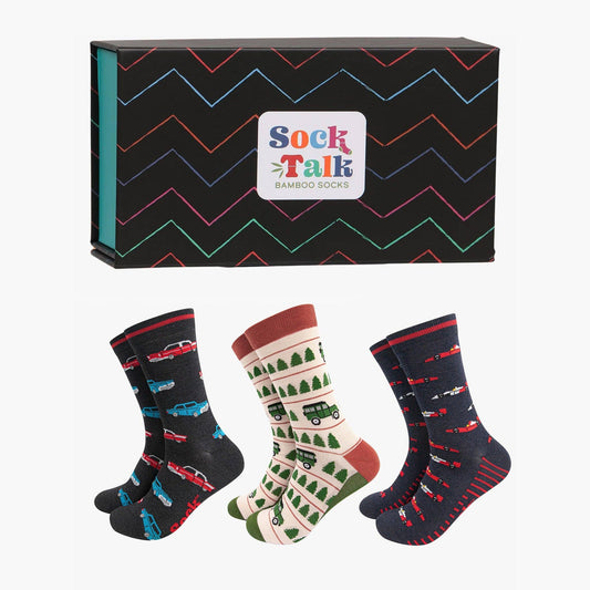 Men's Socks Gift Box- Black, Vehicles