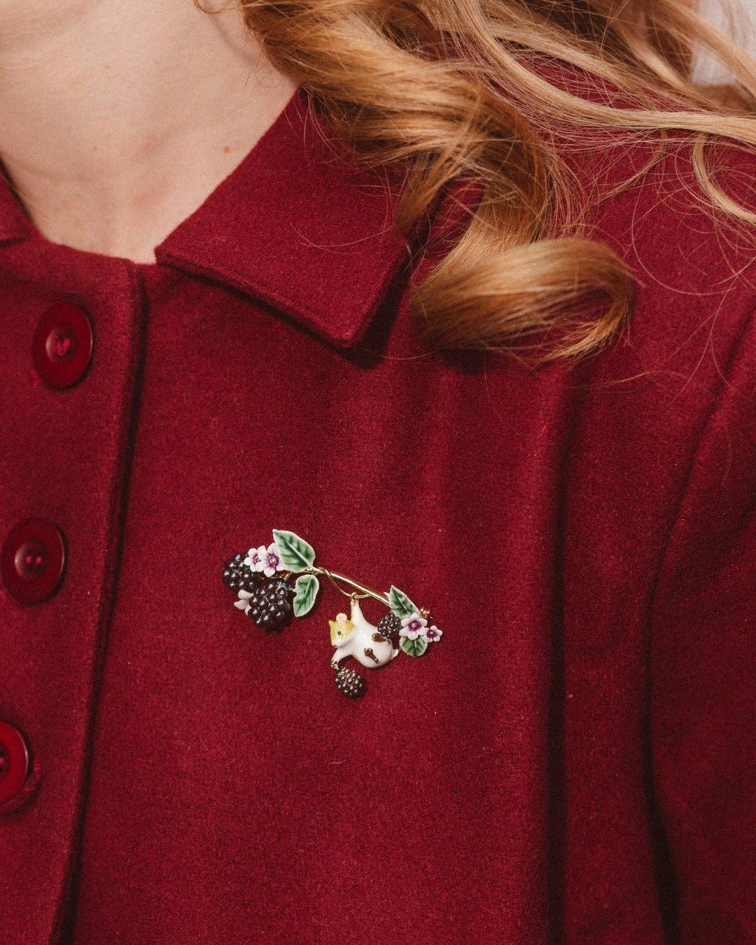 Blackberry & Mouse Brooch
