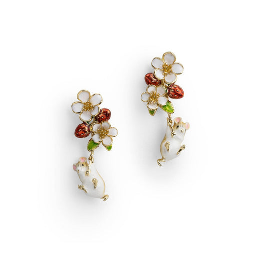 Strawberry & Hanging Mouse Earrings