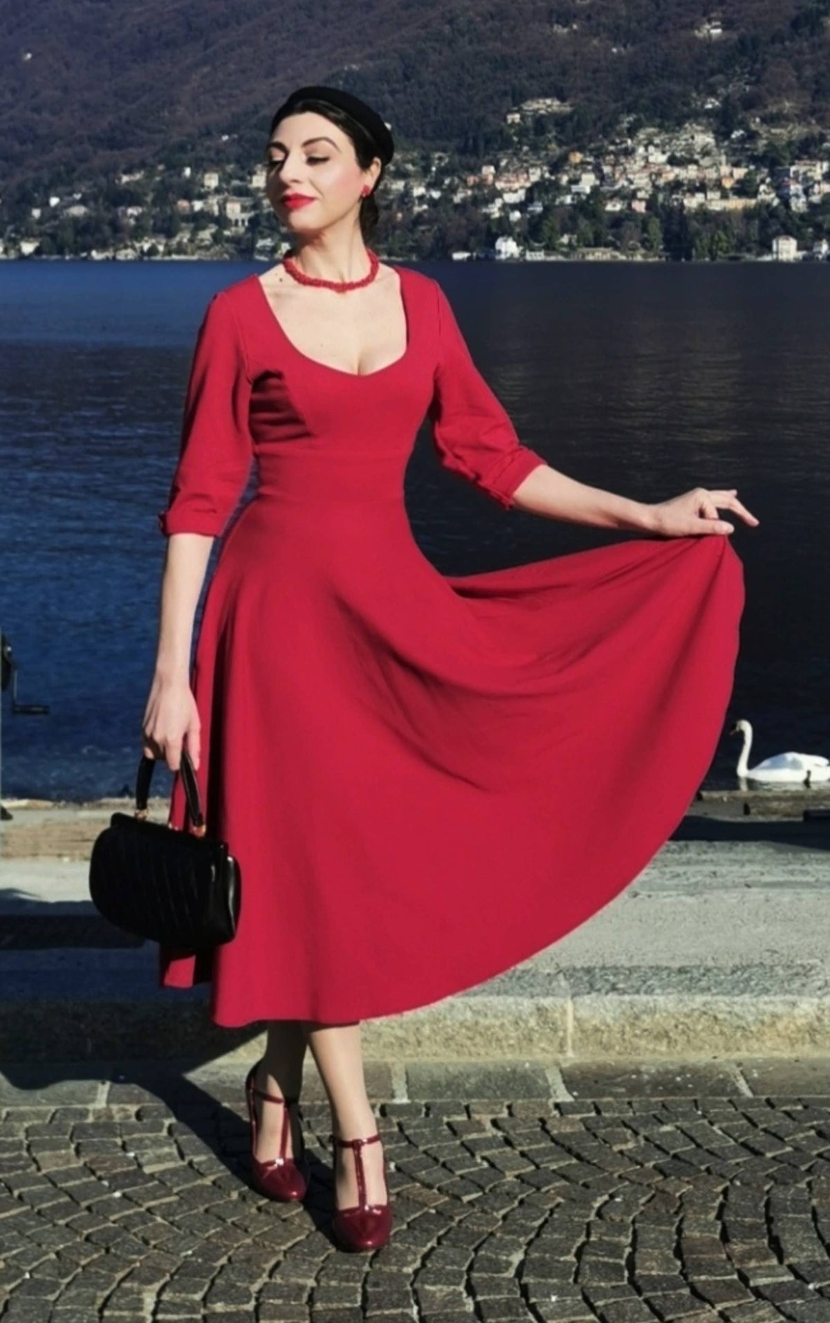 Scarlette Long Sleeved Burgundy Midi Dress