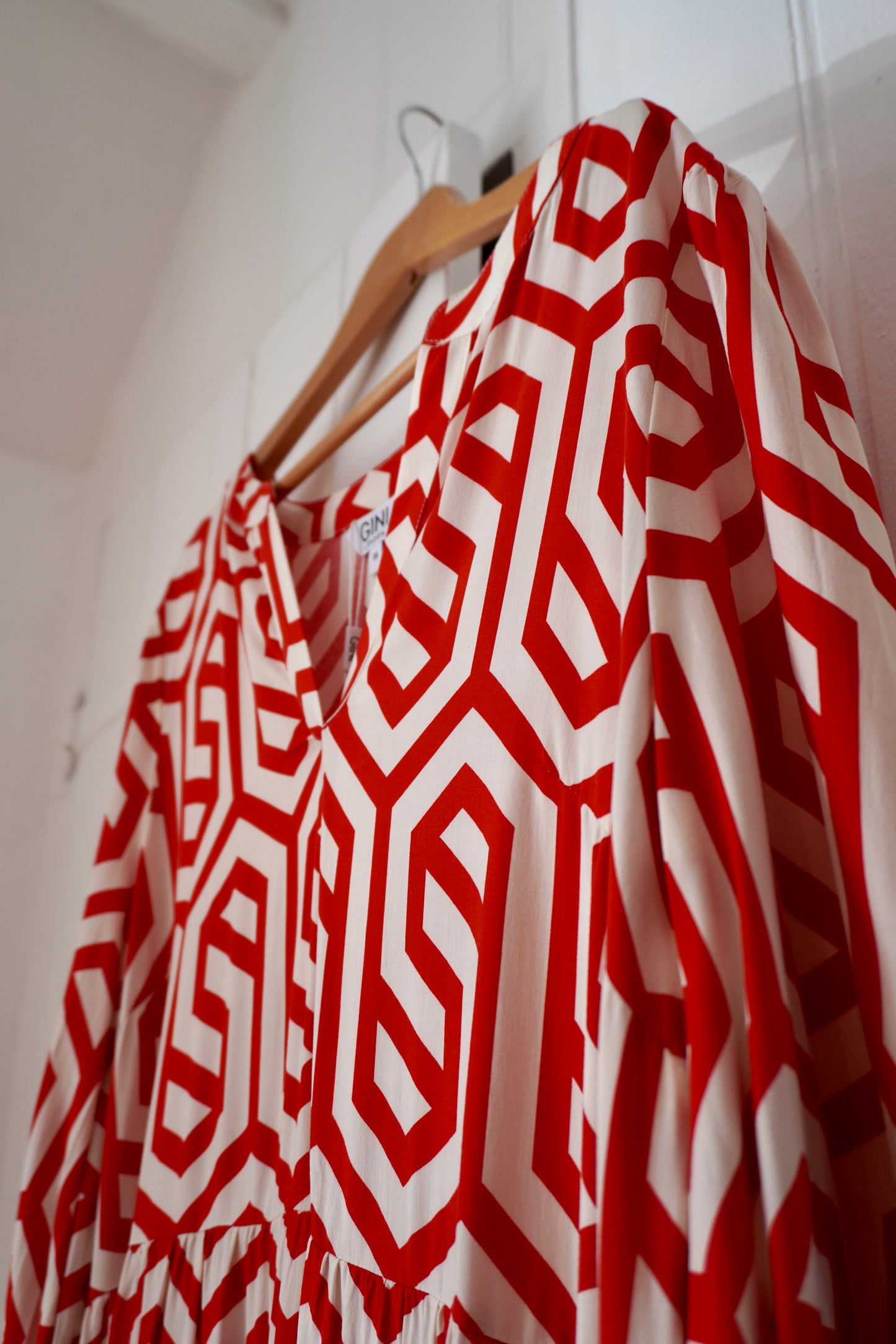 Gini London Red Geometric Print Midi Dress