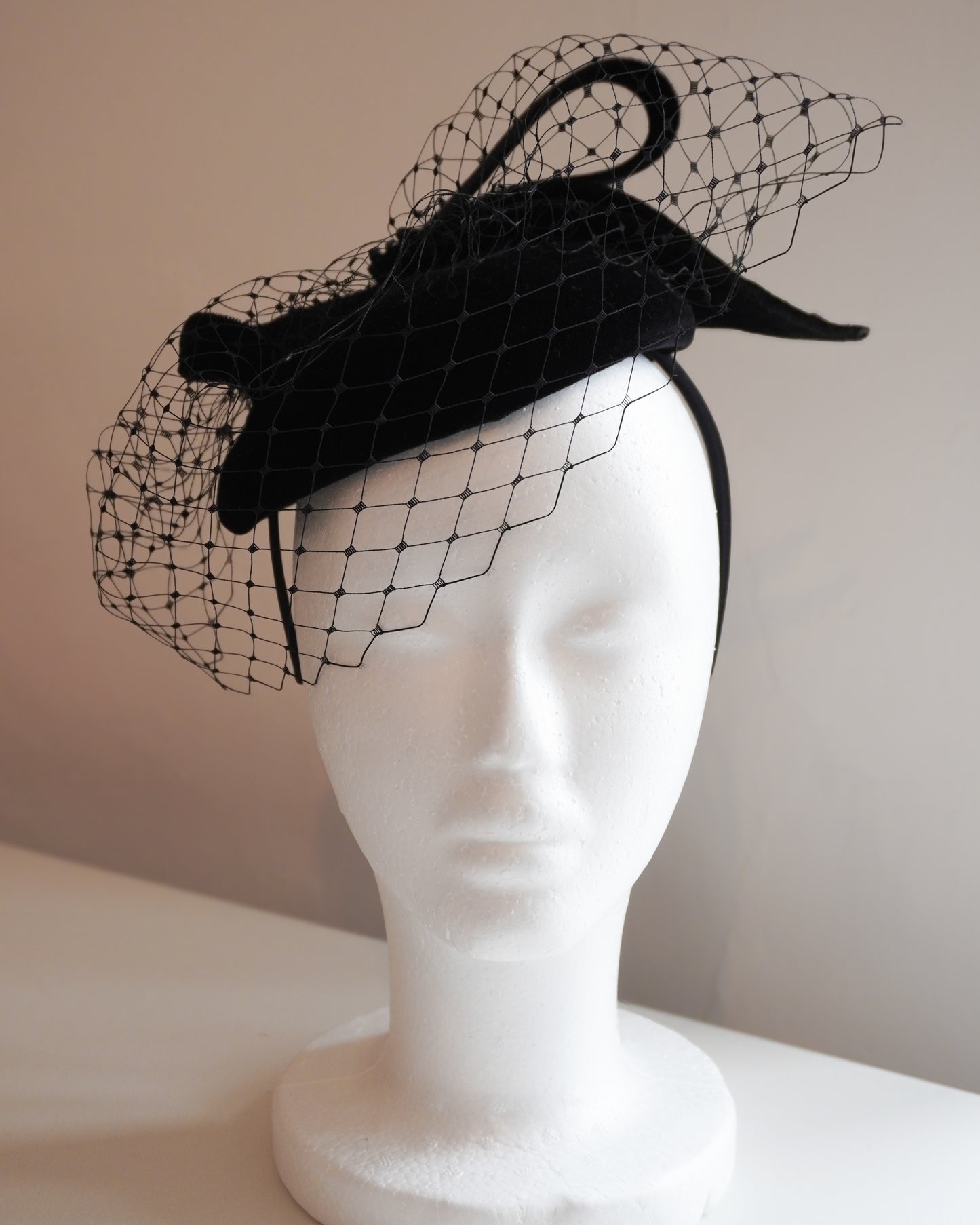1950's Style Black Hat with Veil
