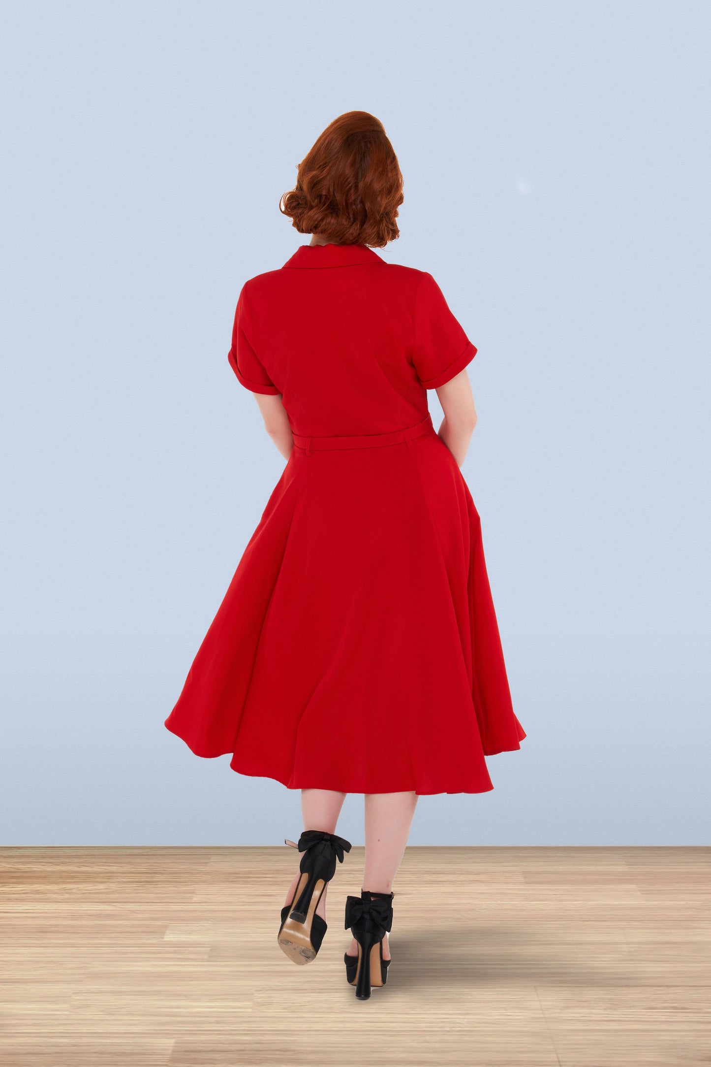 Christine Flared Dress Light Red