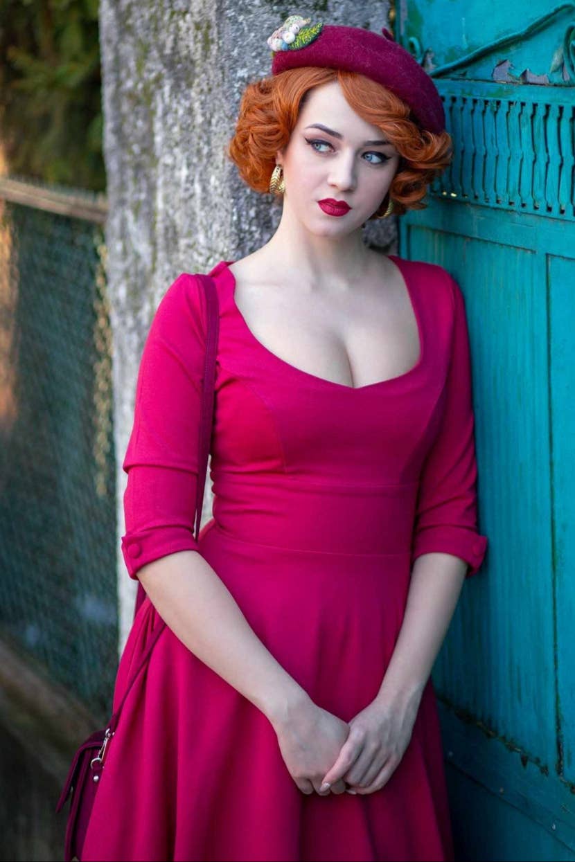 Scarlette Long Sleeved Burgundy Midi Dress
