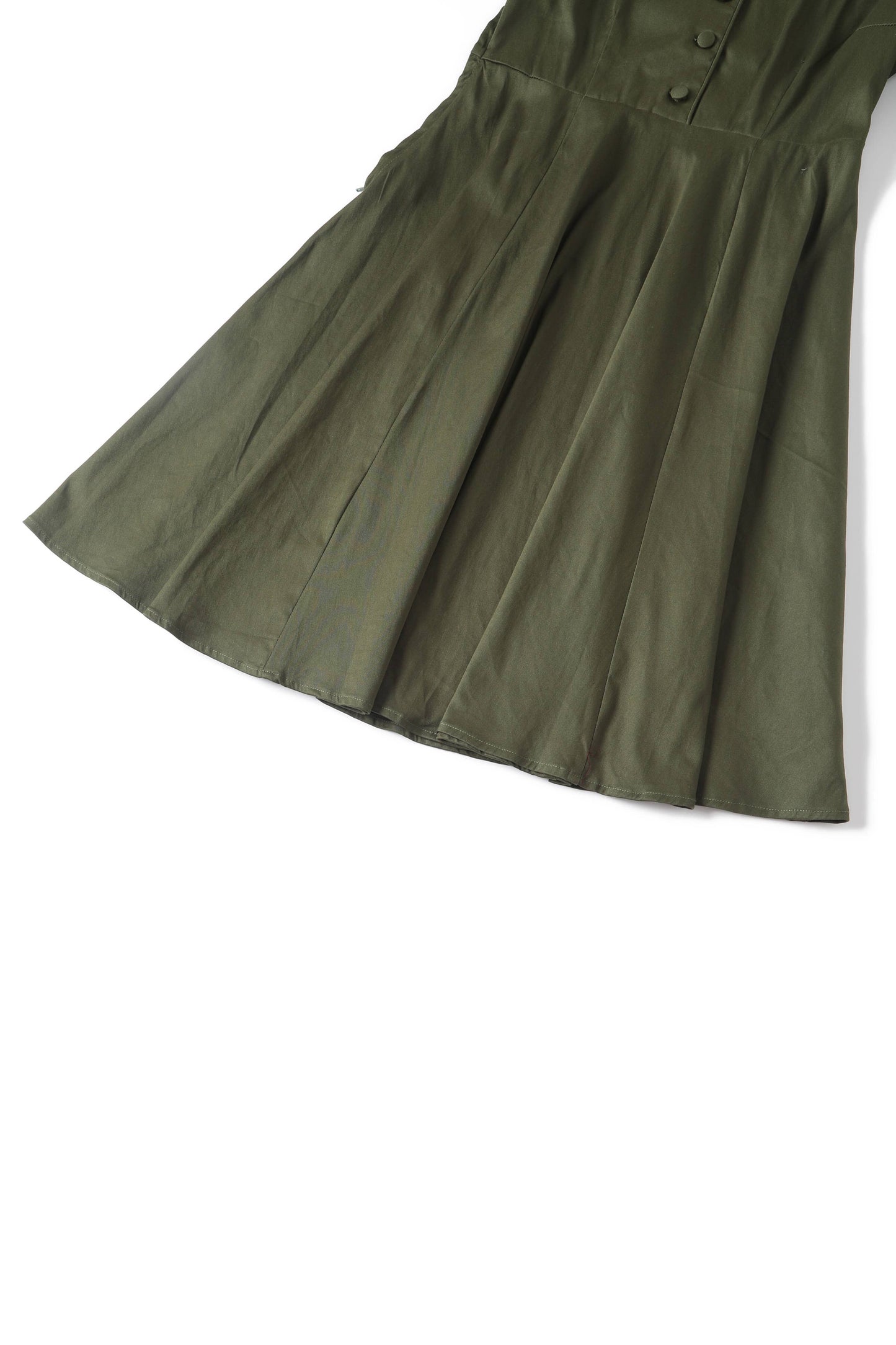 Penelope Army Green Rockabilly Plain Shirt Dress