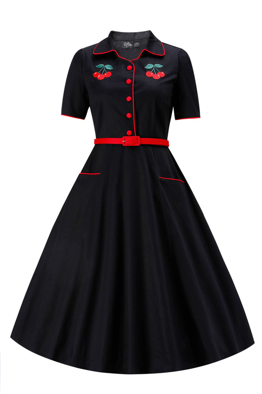 Penelope II Black Cherry Embroidered Shirt Dress